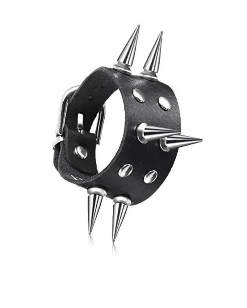 Men's Leather Punk Hip Hop Studded Bracelet - Image 12