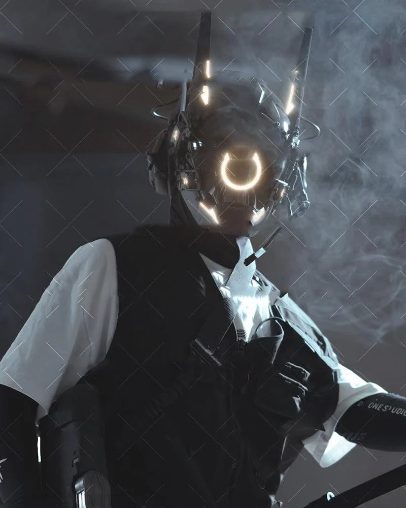 Metaverse Shock Futuristic LED Cyberpunk Helmet Mask - Image 3