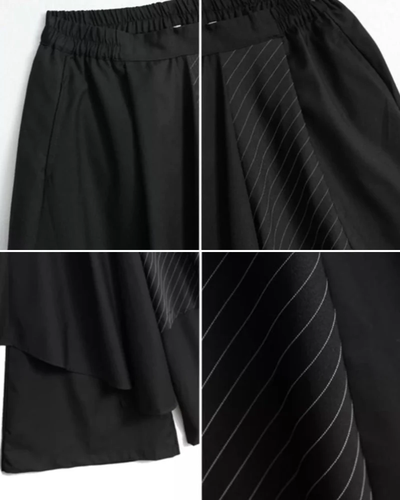 Modern Japanese Asymmetric Patchwork Hakama Pants - Image 13