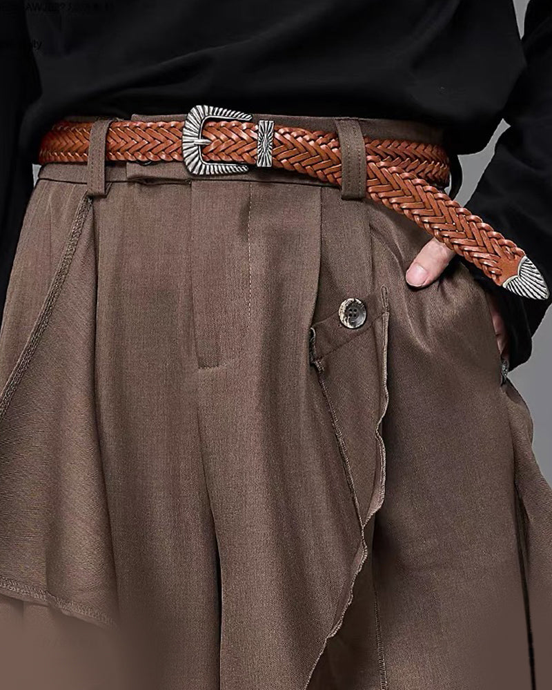 Modern Japanese Carved Alloy Genuine Leather Belt - Image 2