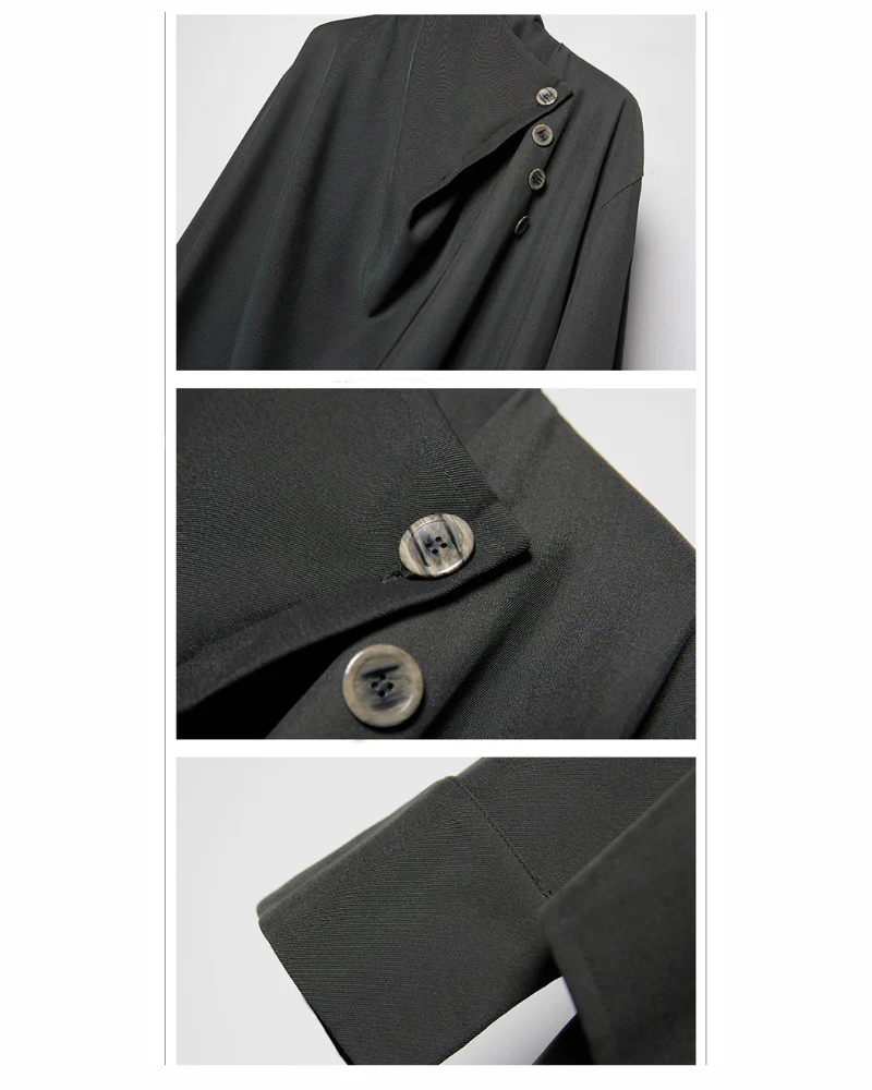 Modern Japanese Half-Stand Draped Collar Long-Sleeve Shirt - Image 12