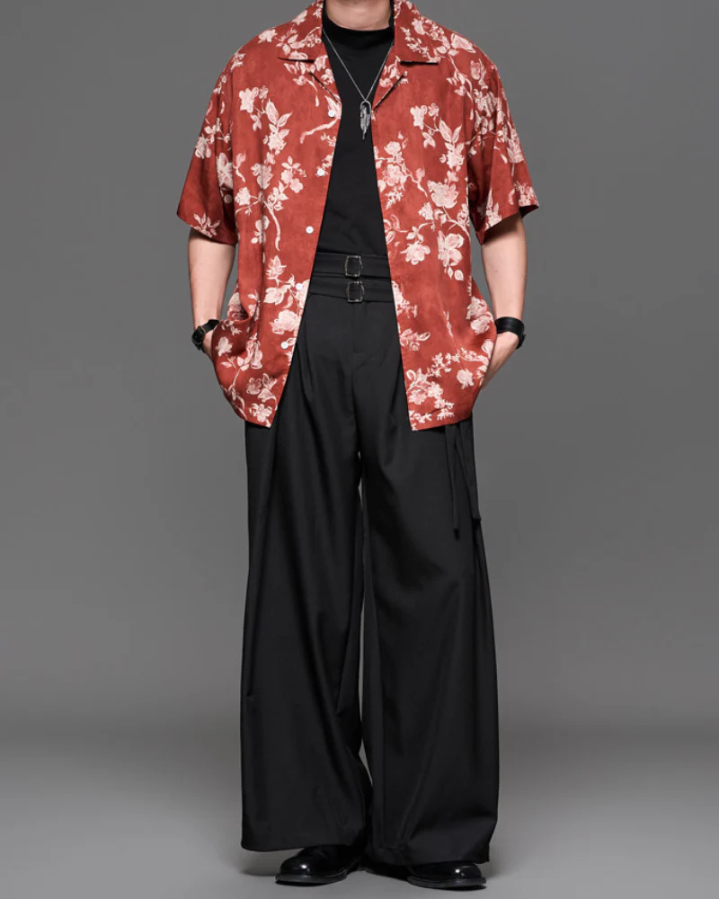 Modern Japanese Style Straight Wide-Leg Hakama Pants - Image 12
