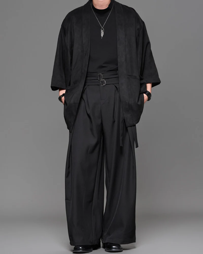 Modern Japanese Style Straight Wide-Leg Hakama Pants - Image 13