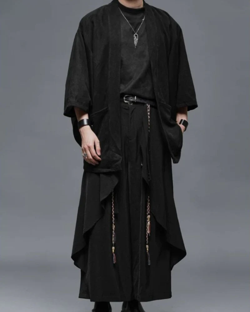 Modern Japanese Suede Kimino Jacket - Image 2