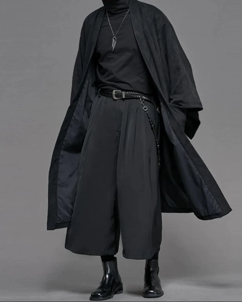 Modern Japanese Suede Long Kimino Jacket - Image 2