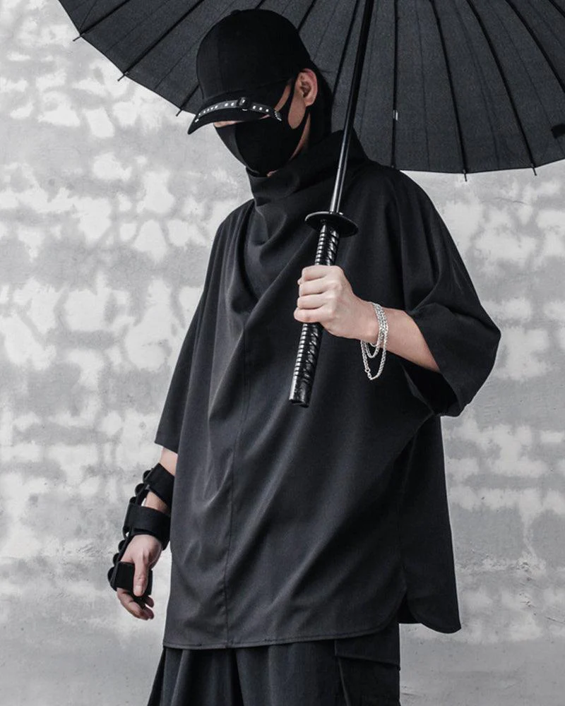 Modern Japanese Techwear Loose Bat T-Shirt - Image 6