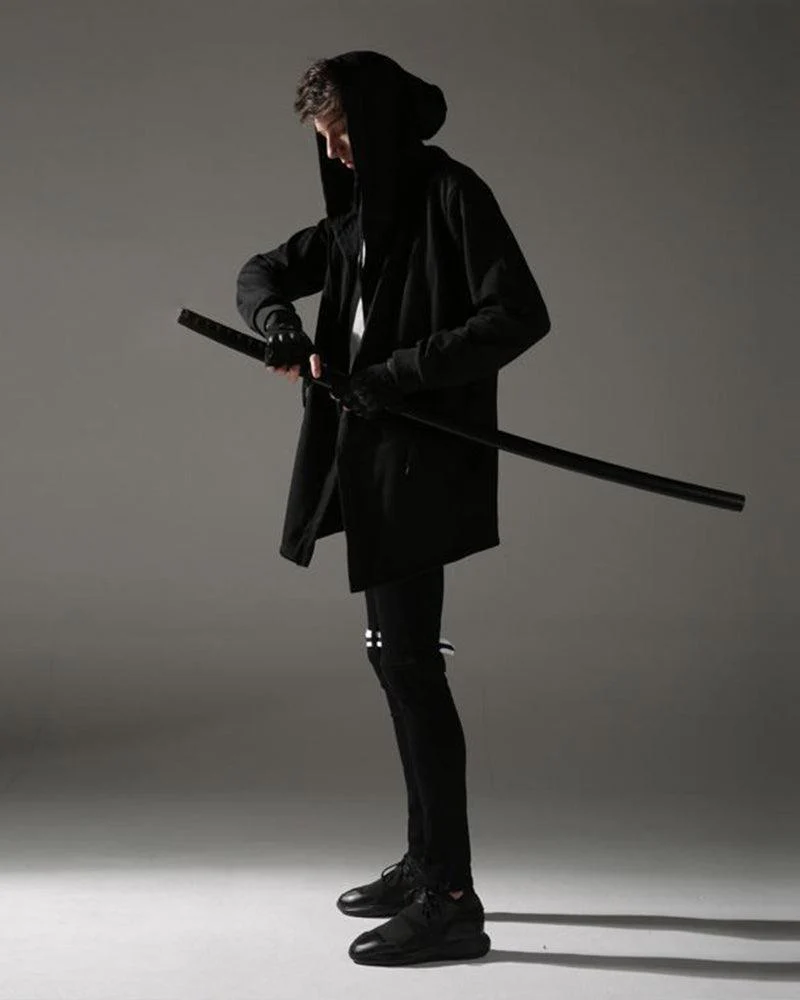Ninja Costume Techwear Black Hooded Cloak - Image 7