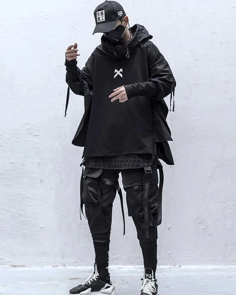 Ninja Techwear Black Multi-Pocket Ribbon Cargo Pants - Image 7