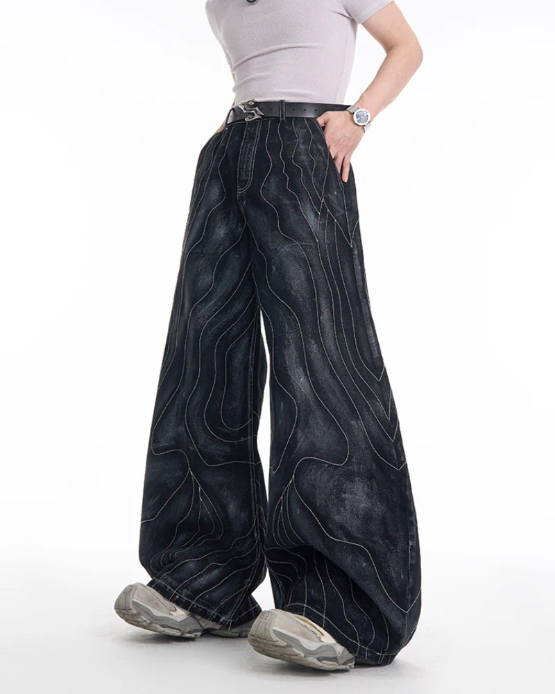 Opium Style Futuristic Wide-Leg Y2K Jeans - Image 3