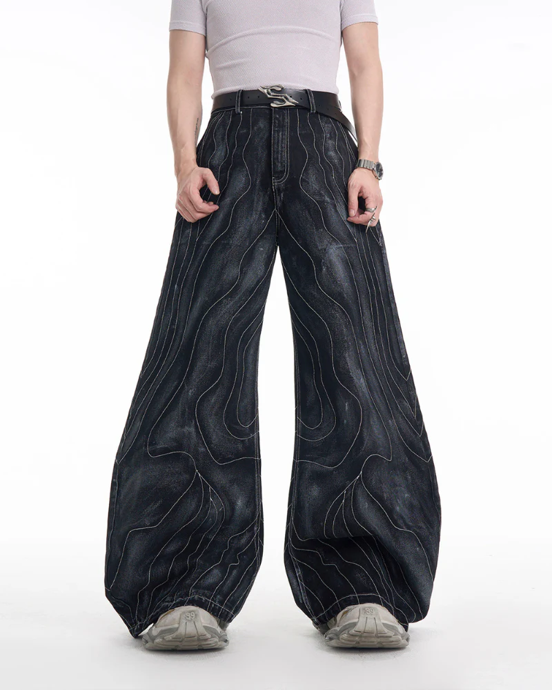 Opium Style Futuristic Wide-Leg Y2K Jeans - Image 4
