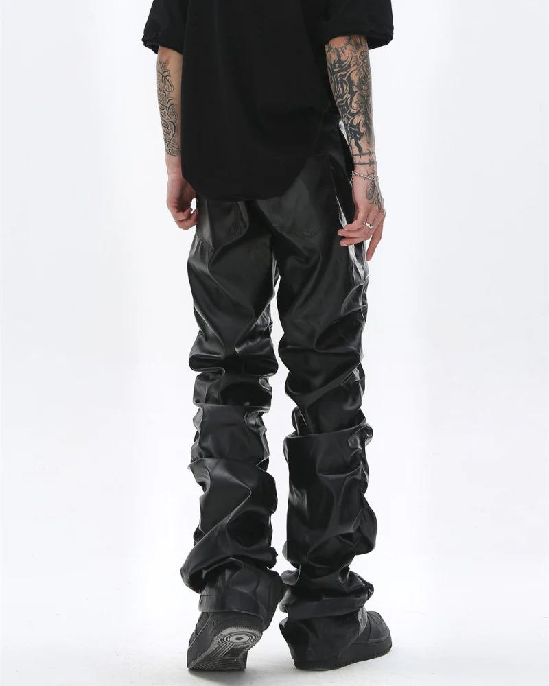 Opium Style Streetwear Y2K Aesthetic Pleated PU Pants - Image 7