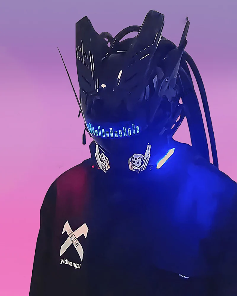 Over the Rainbow Rhythm Cyberpunk Helmet Mask ( Customizable Text And Image Available) - Image 9