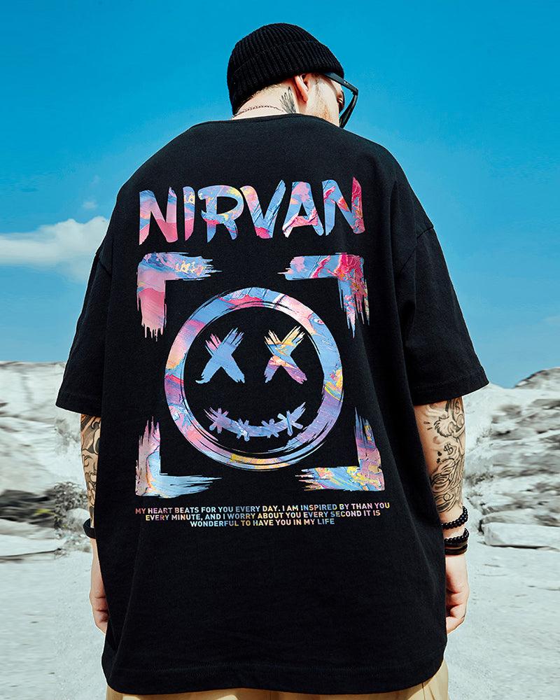 Oversize Streetwear Smiley Face Graphic T-Shirt - Image 6