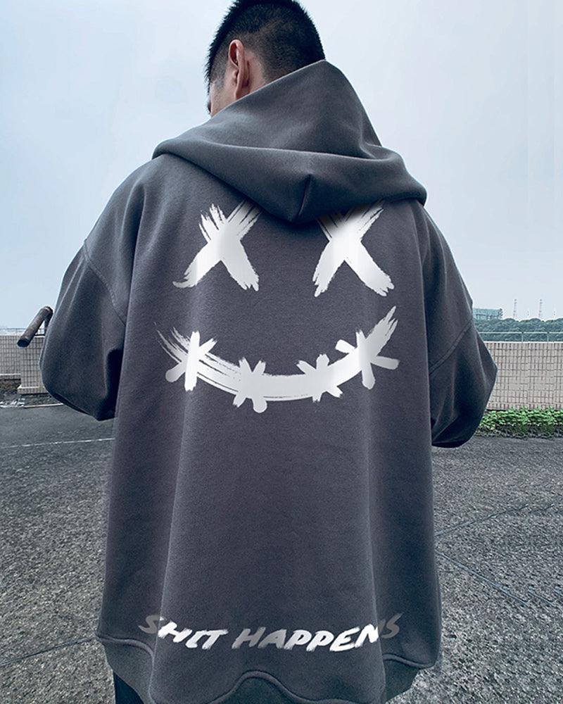 Oversize Streetwear Smiley Zip Up Hoodie - Image 5