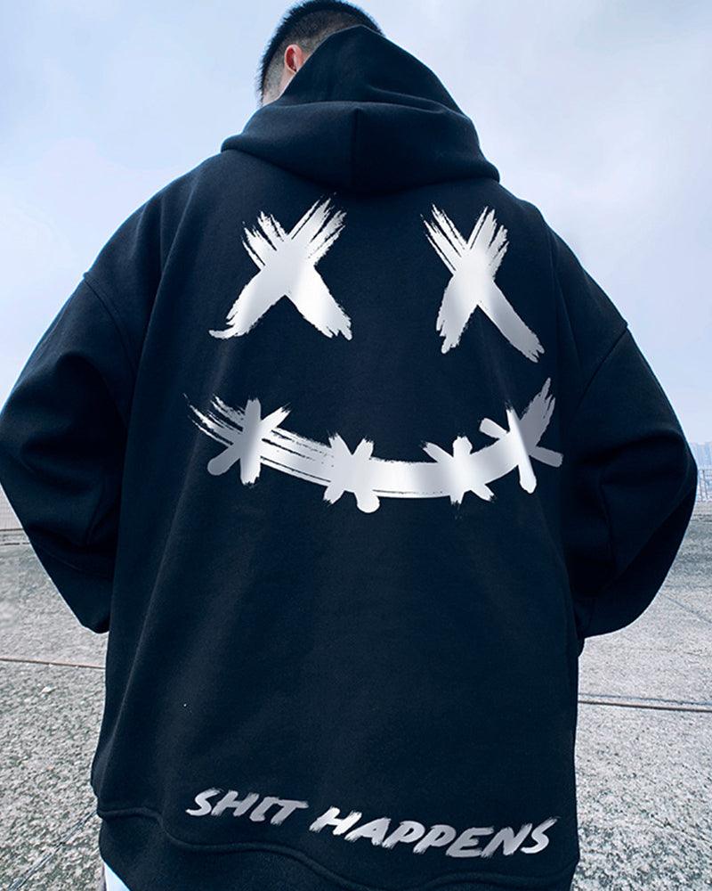 Oversize Streetwear Smiley Zip Up Hoodie - Image 7