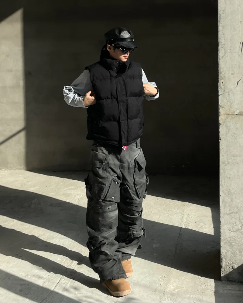 Post-Apocalyptic 3D Arc-Studded Distressed Cargo Pants - Image 12