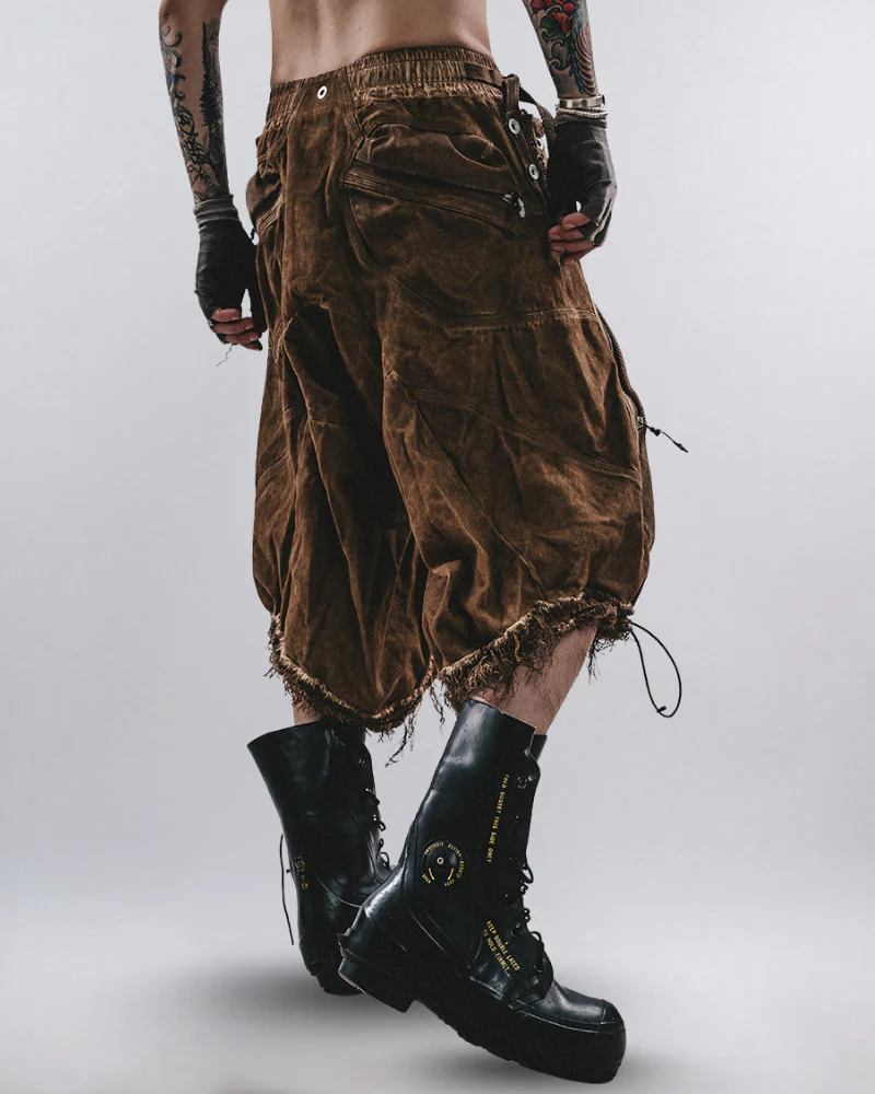 Post-Apocalyptic Distressed Mesh Drop Crotch Shorts - Image 4