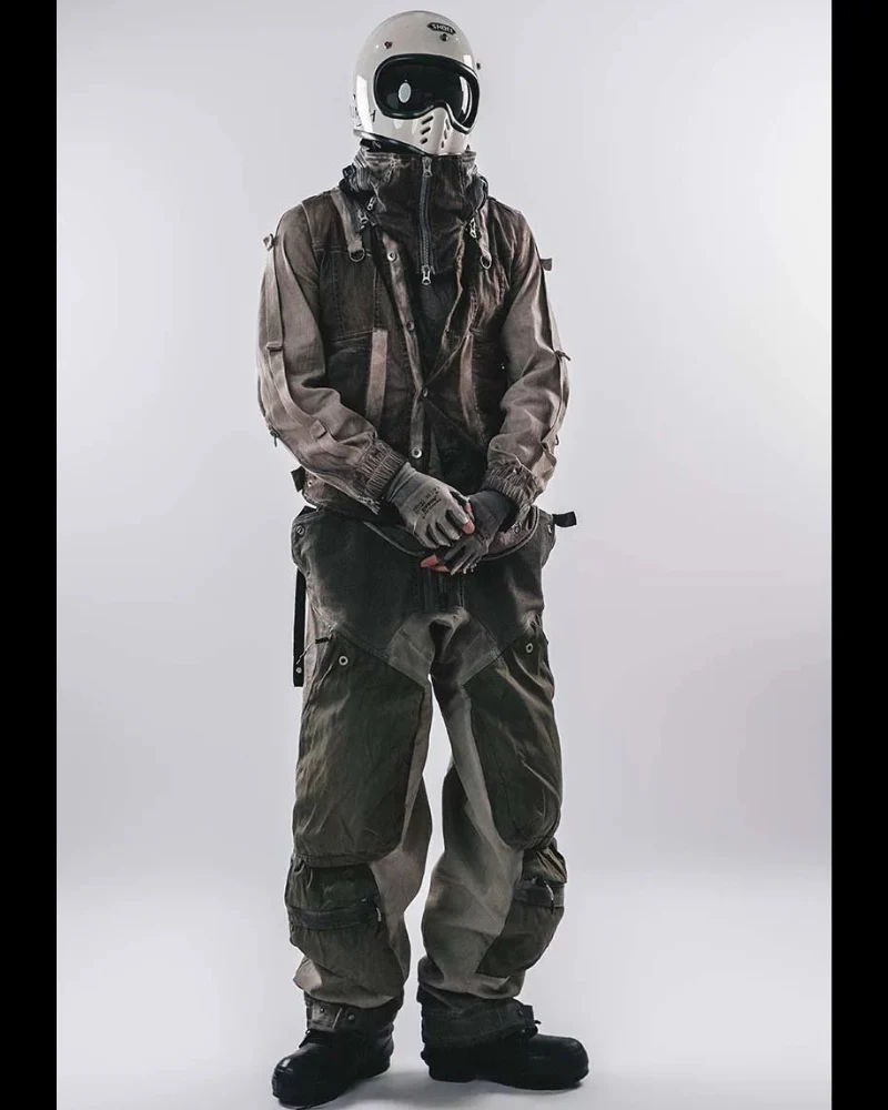 Post-Apocalyptic Washed 3D Panel Multi-Pocket Cargo Pants - Image 16