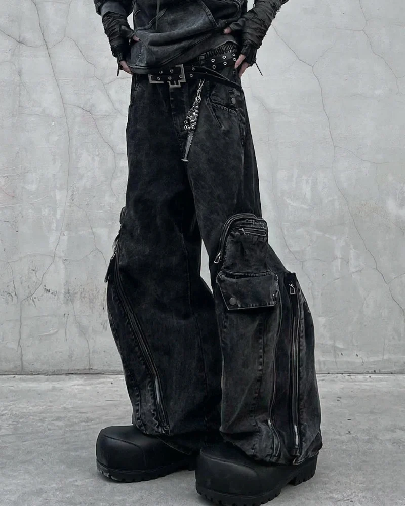 Post-Apocalyptic Washed l Multi-Pocket Cargo Jeans