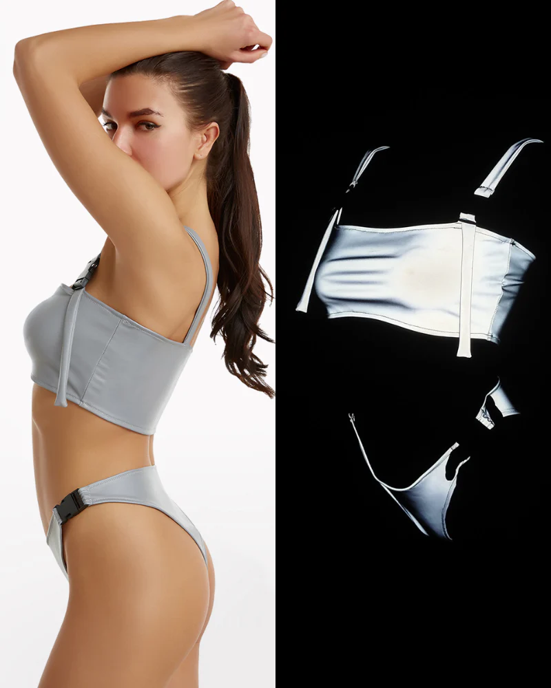 Reflective Rave Clothing Shiny Bikini Set - Image 2