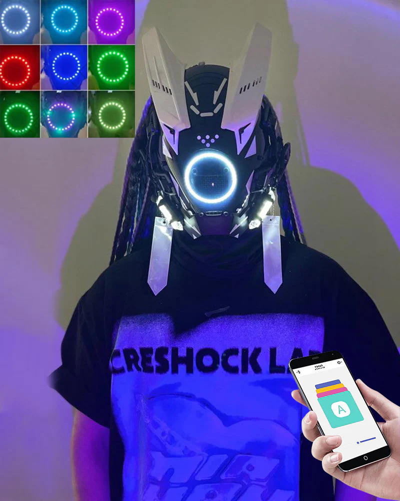 Revenge Warrior Dreadlocks Led Cyberpunk Helmet Mask - Image 7
