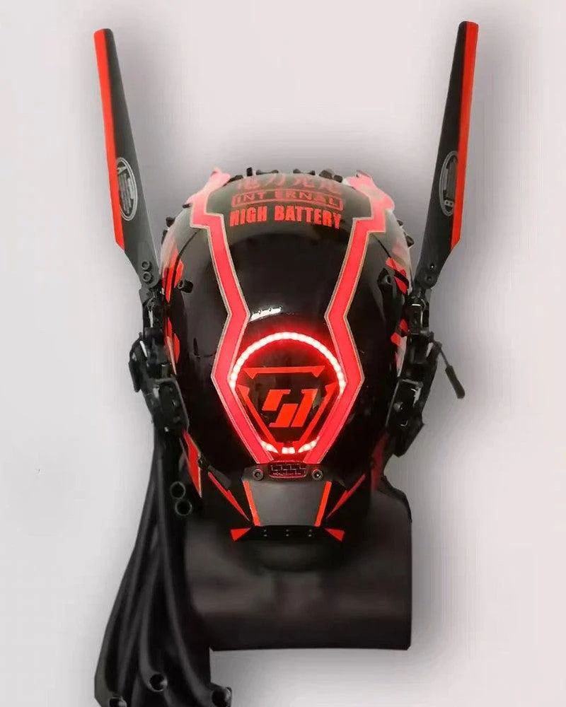 Samurai Dreadlocks LED Cyberpunk Helmet Mask (LEDs available in 7 colors) - Image 7