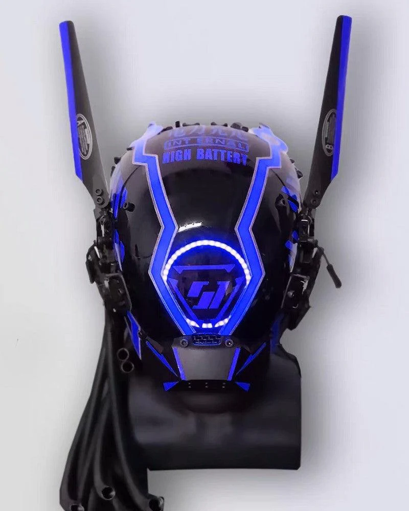 Samurai Dreadlocks LED Cyberpunk Helmet Mask (LEDs available in 7 colors) - Image 8