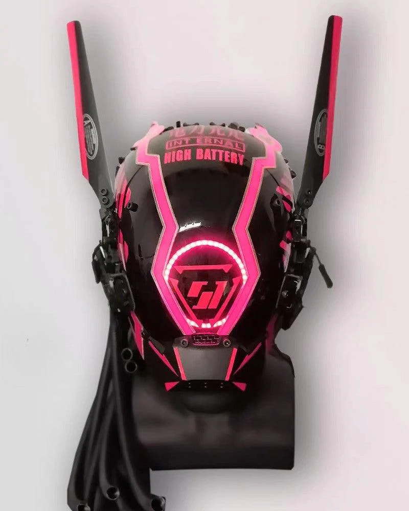 Samurai Dreadlocks LED Cyberpunk Helmet Mask (LEDs available in 7 colors) - Image 9