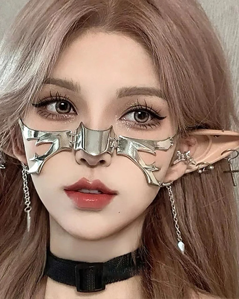 Silver Lip Ring Facial Accessory Cyberpunk Mask - Image 9