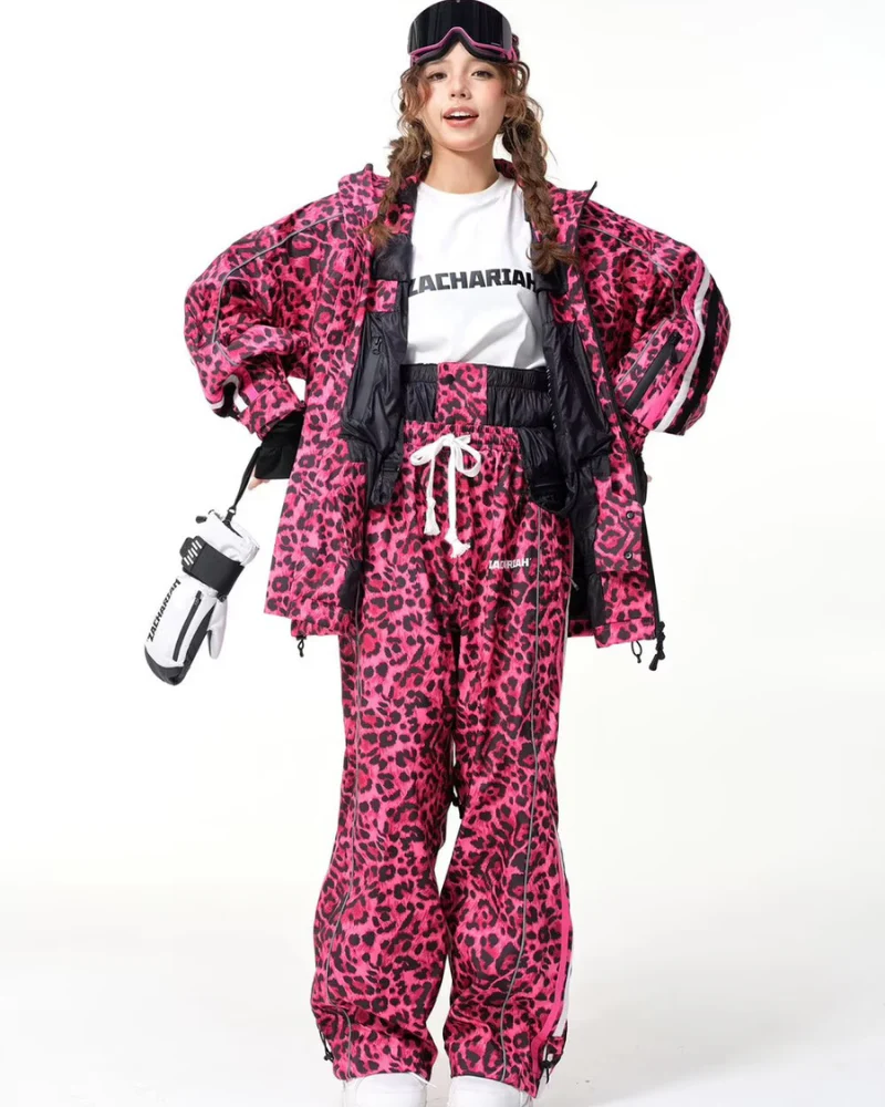 Ski Wear 3L Windproof Waterproof Leopard Ski Jacket & Pants Set -Unisex - Image 12