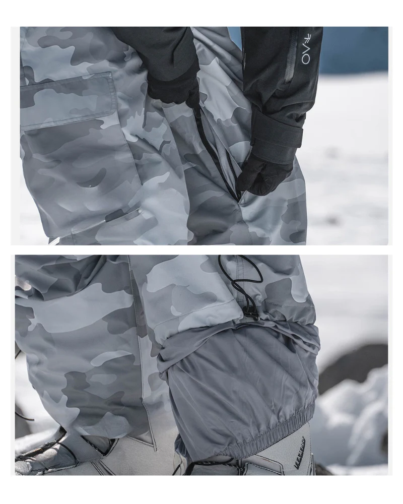 Ski Wear Camouflage Fleece-Lined Snowboard Pants -Unisex - Image 13