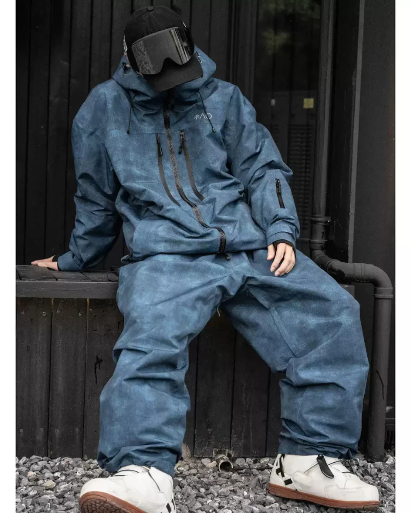 Ski Wear Denim Look Fleece-Lined Waterproof Ski Suit -Unisex - Image 7