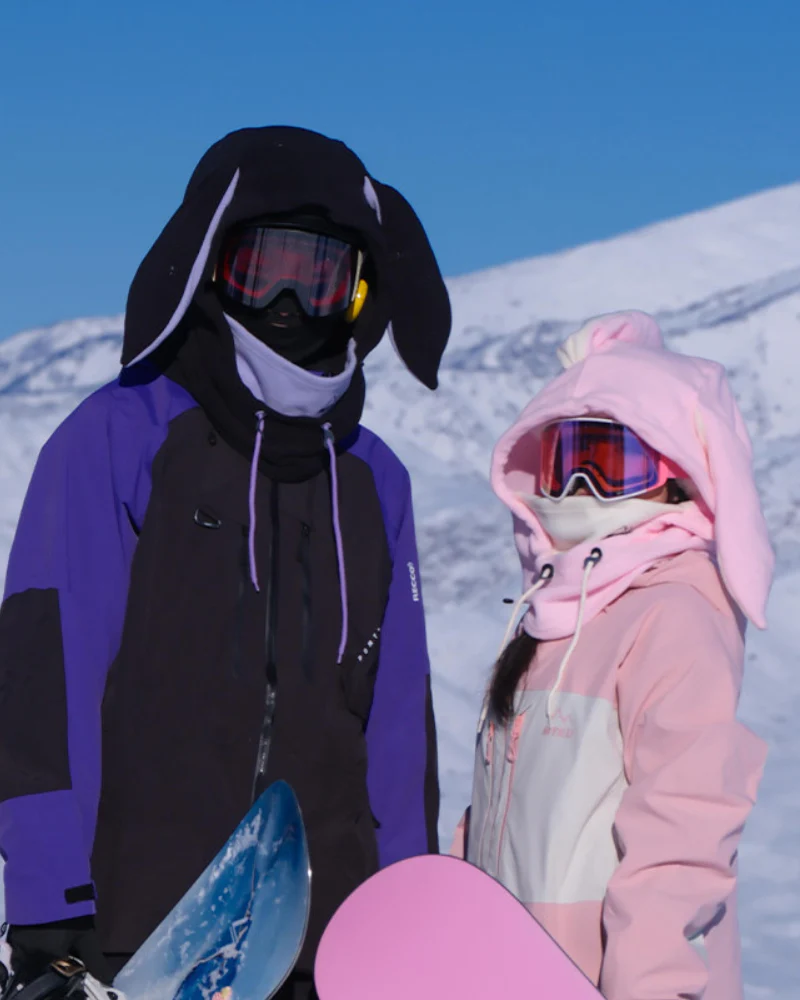 Ski Wear Fleece-Lined Bunny Ear Unisex Balaclava Hood - Image 2