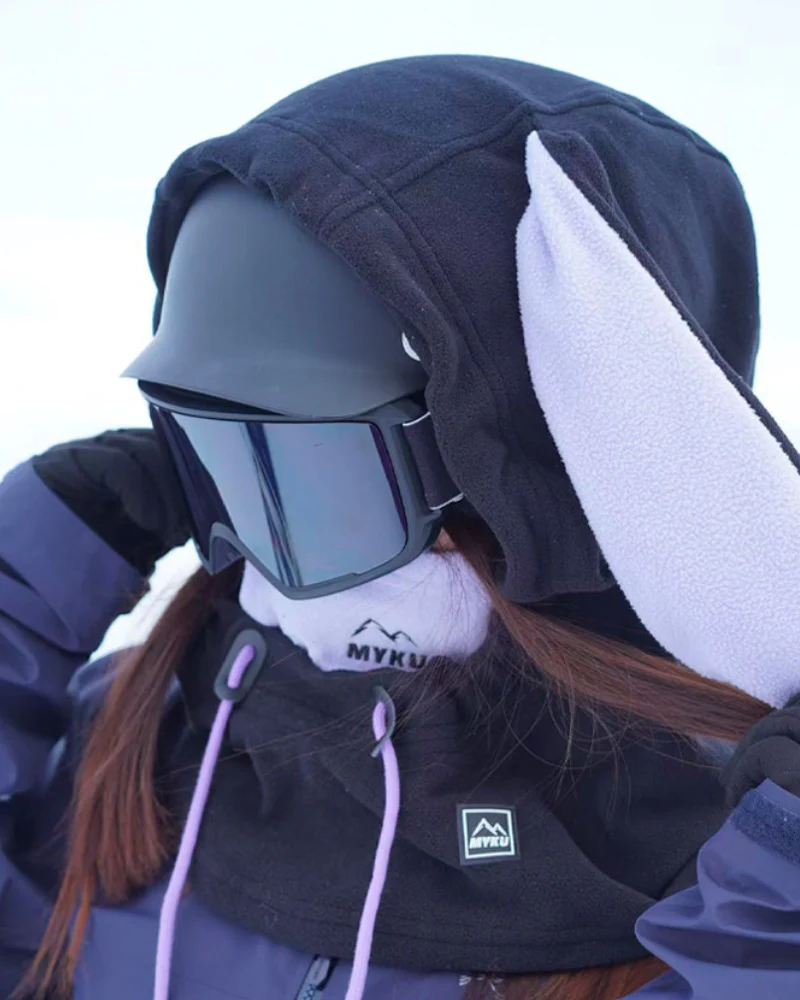 Ski Wear Fleece-Lined Bunny Ear Unisex Balaclava Hood - Image 7