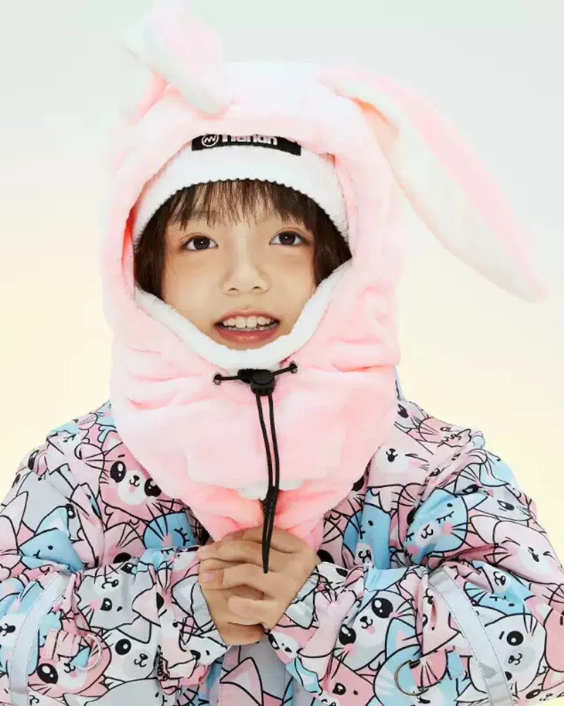 Ski Wear Kids Plush Jumping Ear Snow Helmet Hood - Image 3