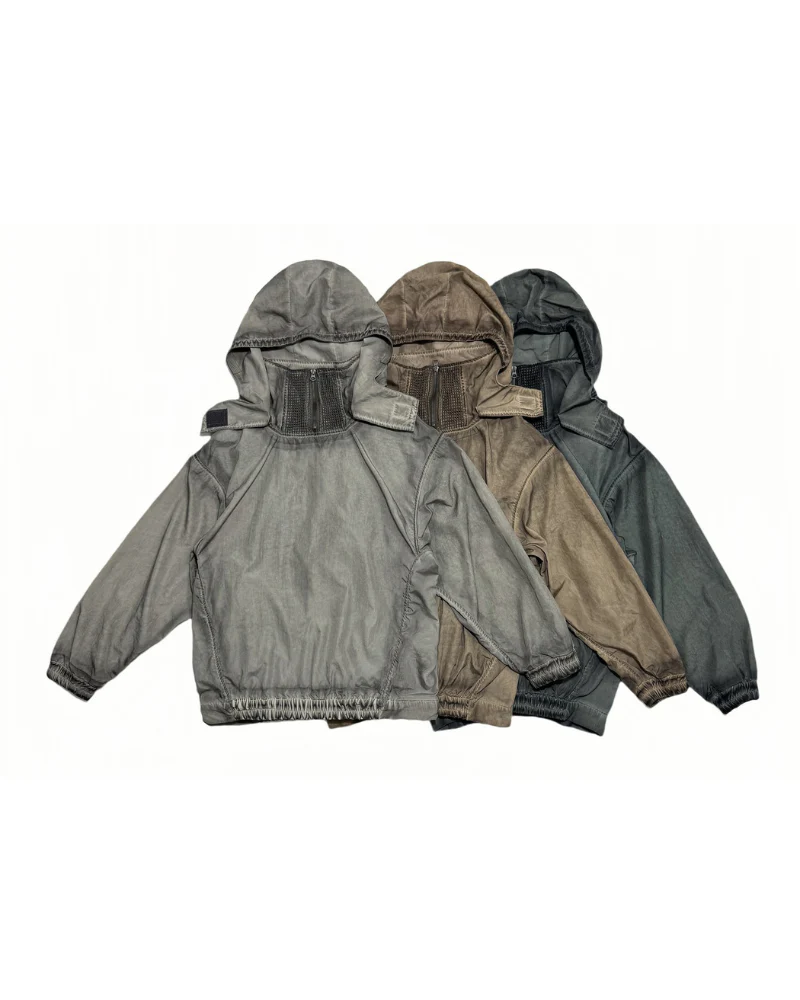 Steampunk Post-Apocalyptic Outdoor Distressed Stand Collar Hoodie - Image 2