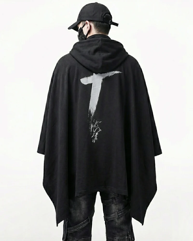 Street Oversized Hooded Batwing Cape Coat - Image 4