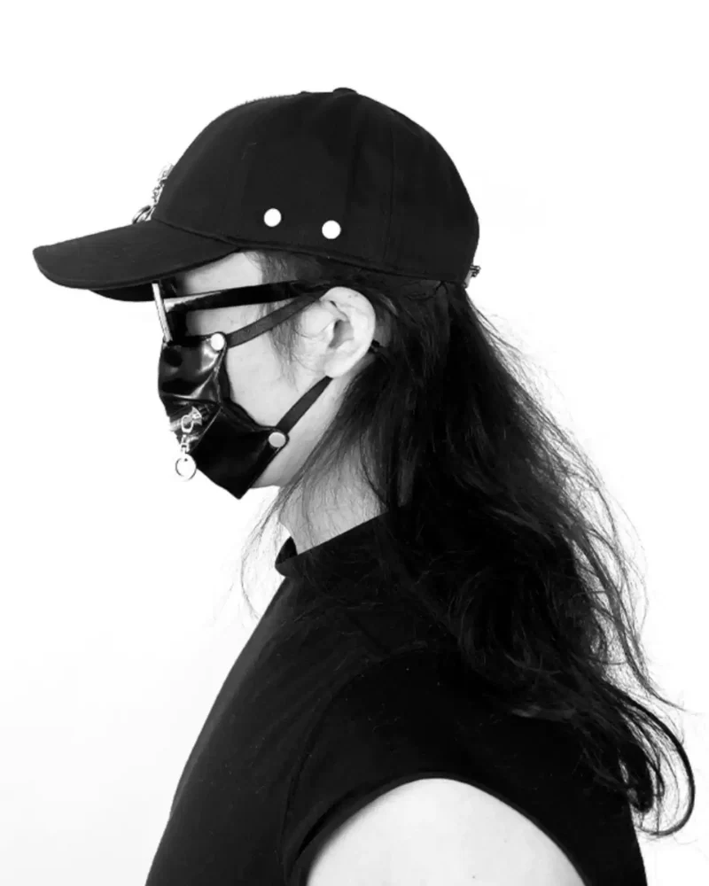 Street Punk Zipper Black Baseball Cap - Image 7