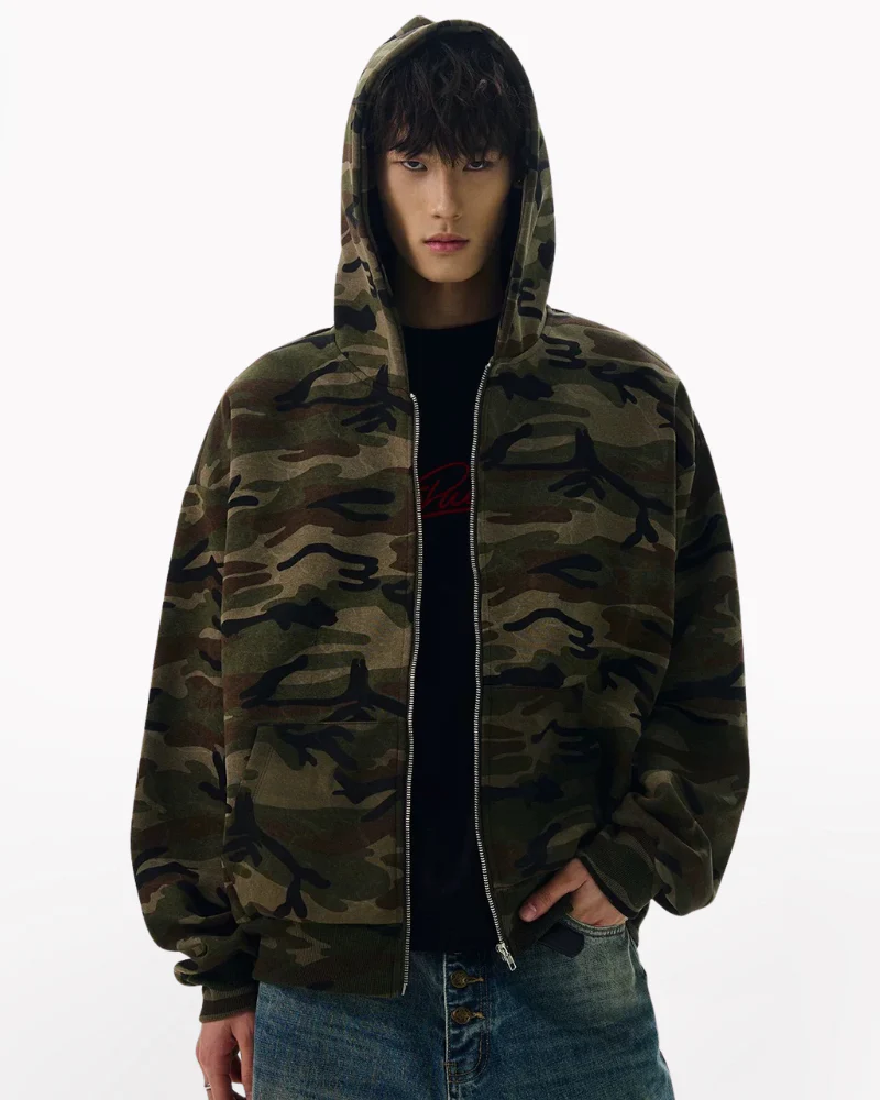 Street Style Couple's Camouflage Hoodie Jacket