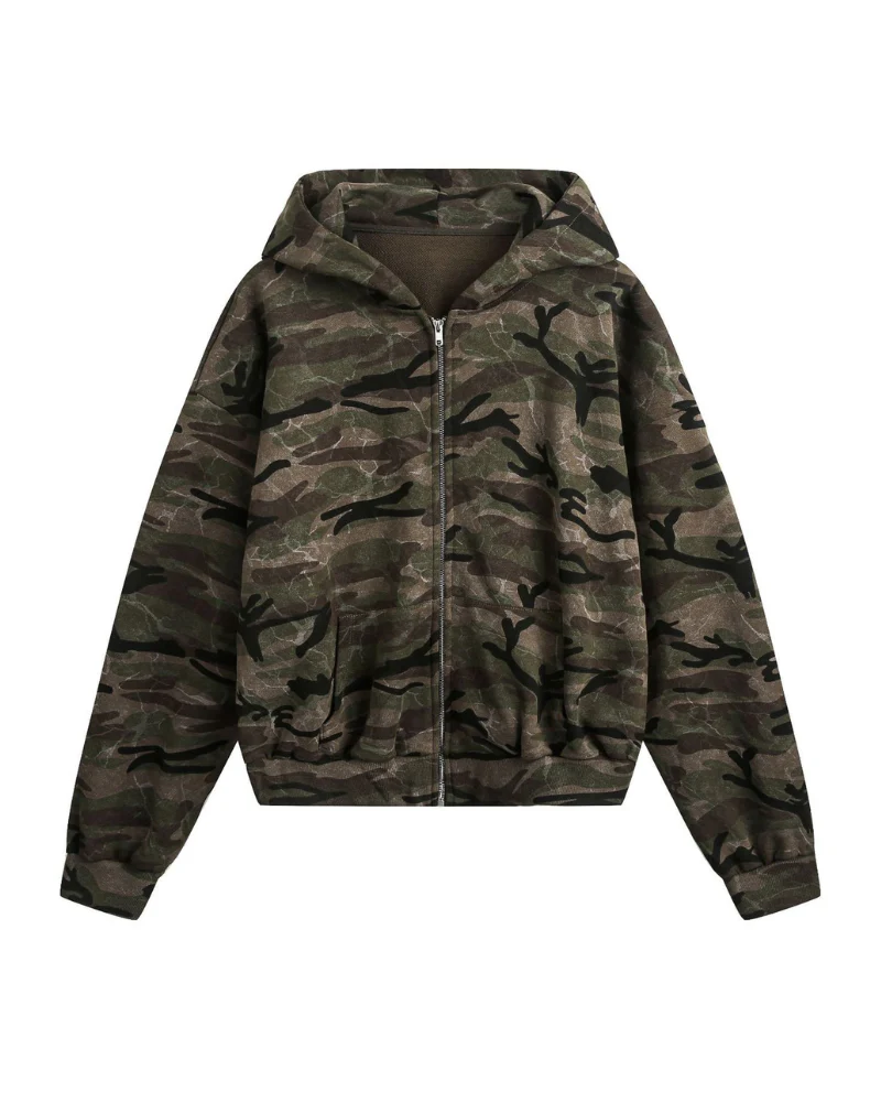 Street Style Couple's Camouflage Hoodie Jacket - Image 10