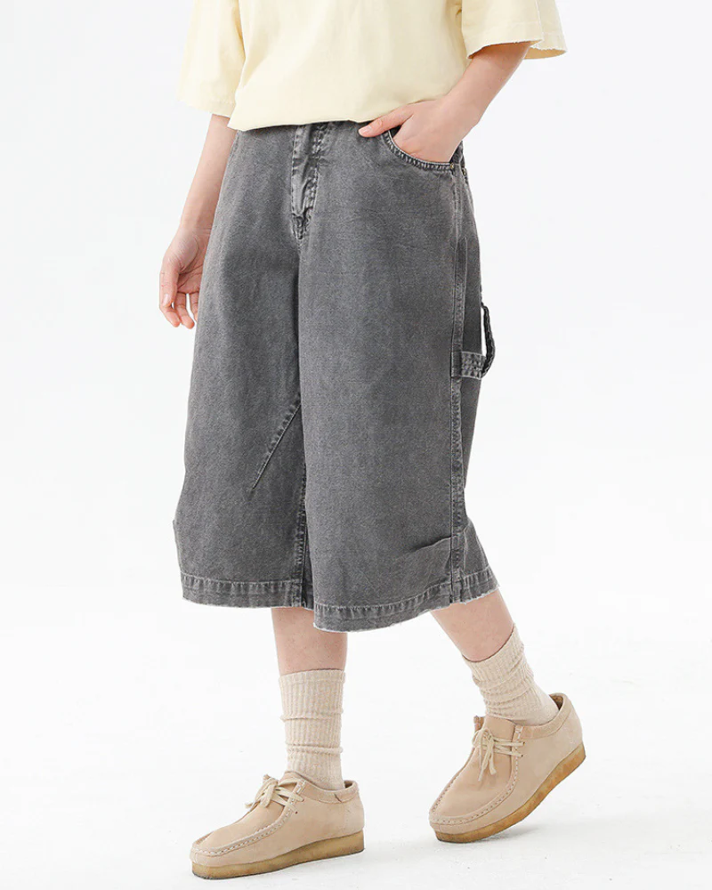 Street Unisex Denim-Look Shorts | Baggy Jorts - Image 4