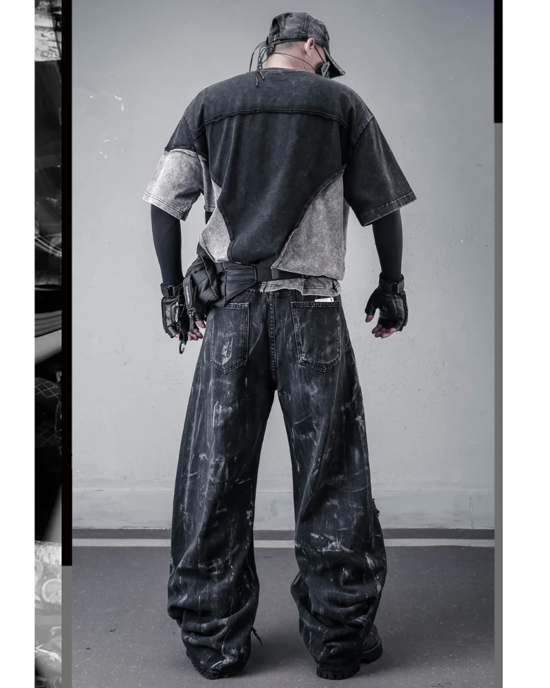Street Wasteland-style Distressed Patchwork T-Shirt - Image 8