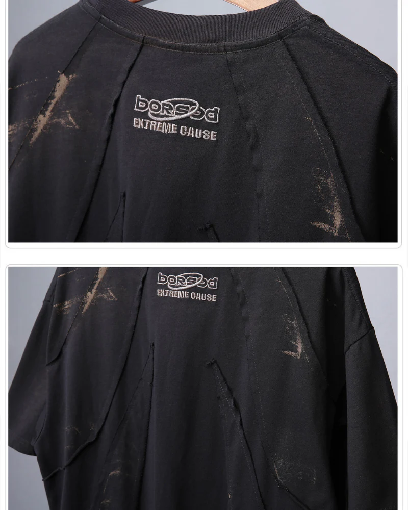 Streetwear Distressed Asymmetrical Cotton T-Shirt - Image 11