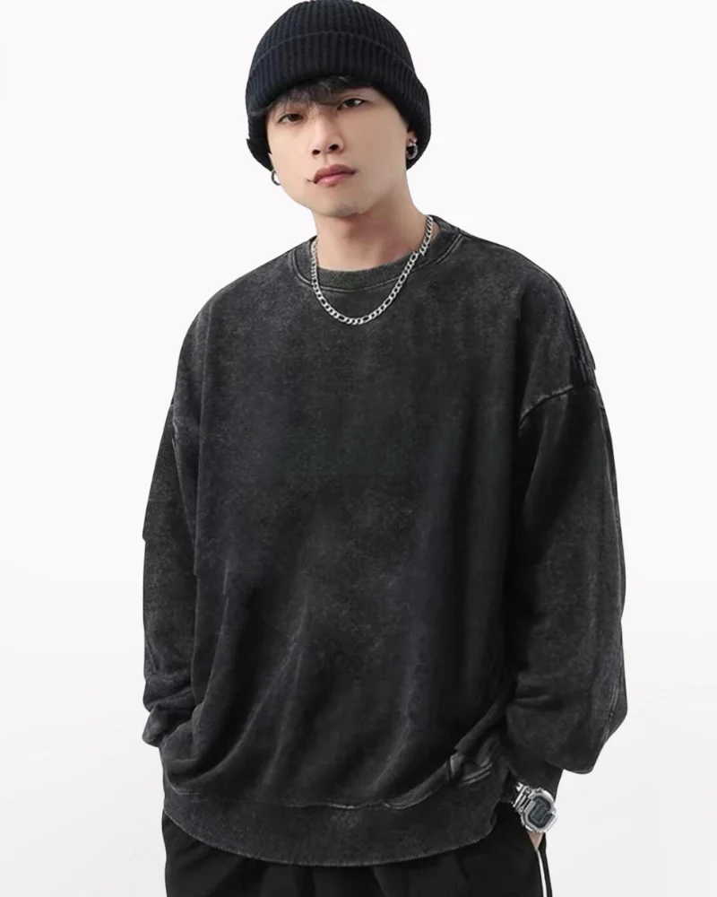 Streetwear Distressed Crewneck Sweatshirt