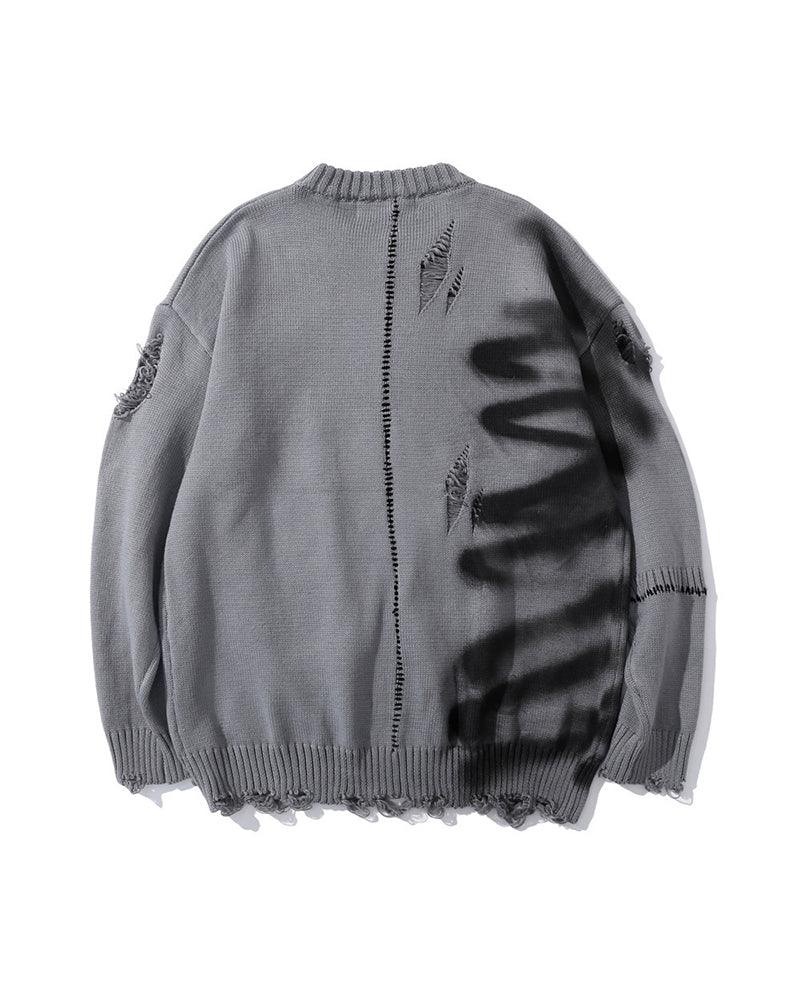Streetwear Graffiti Tattered Sweater - Image 5