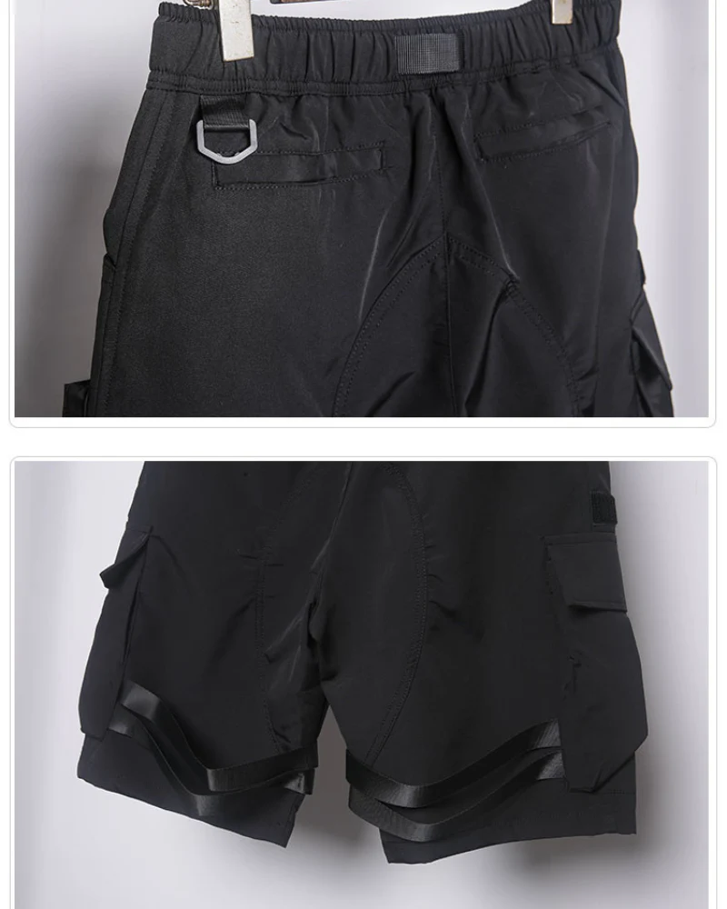 Streetwear Multi Pockets Black Cargo Shorts - Image 9