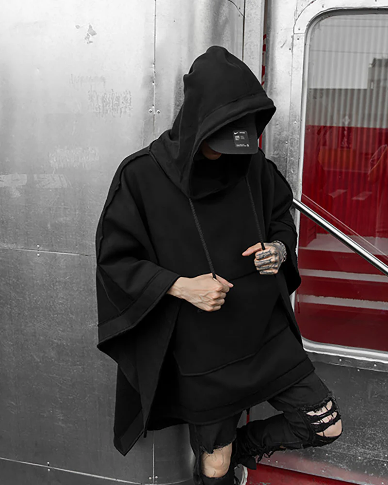 Techwear Batwing Loose Hooded Cape - Image 10