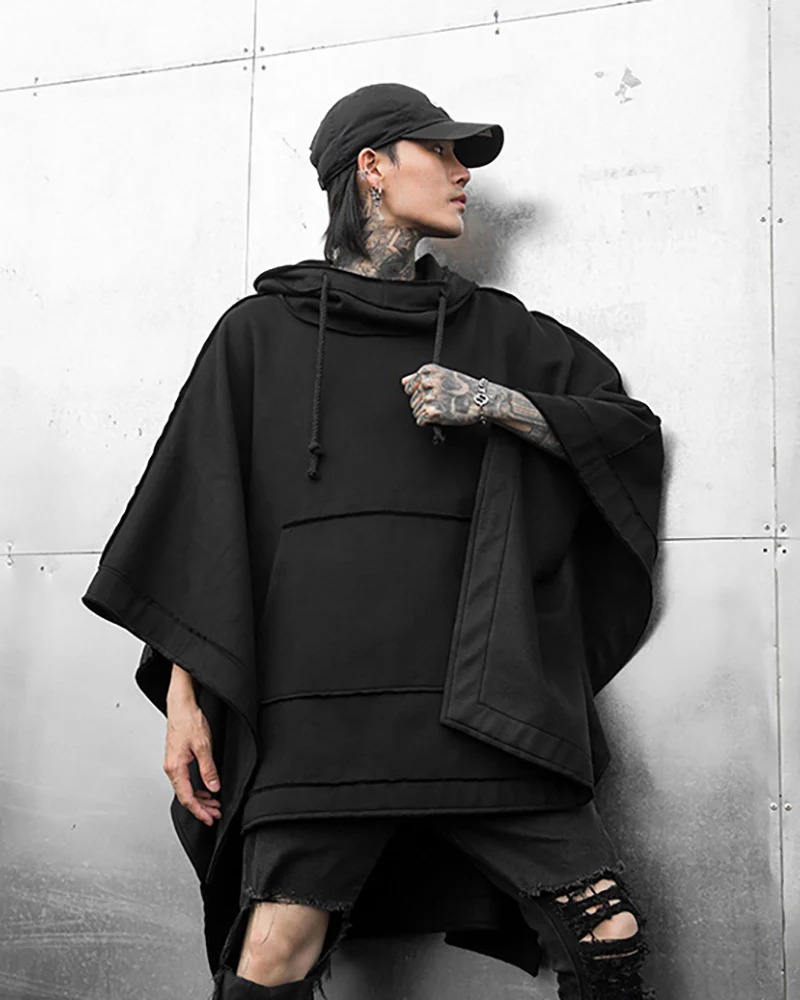 Techwear Batwing Loose Hooded Cape - Image 3