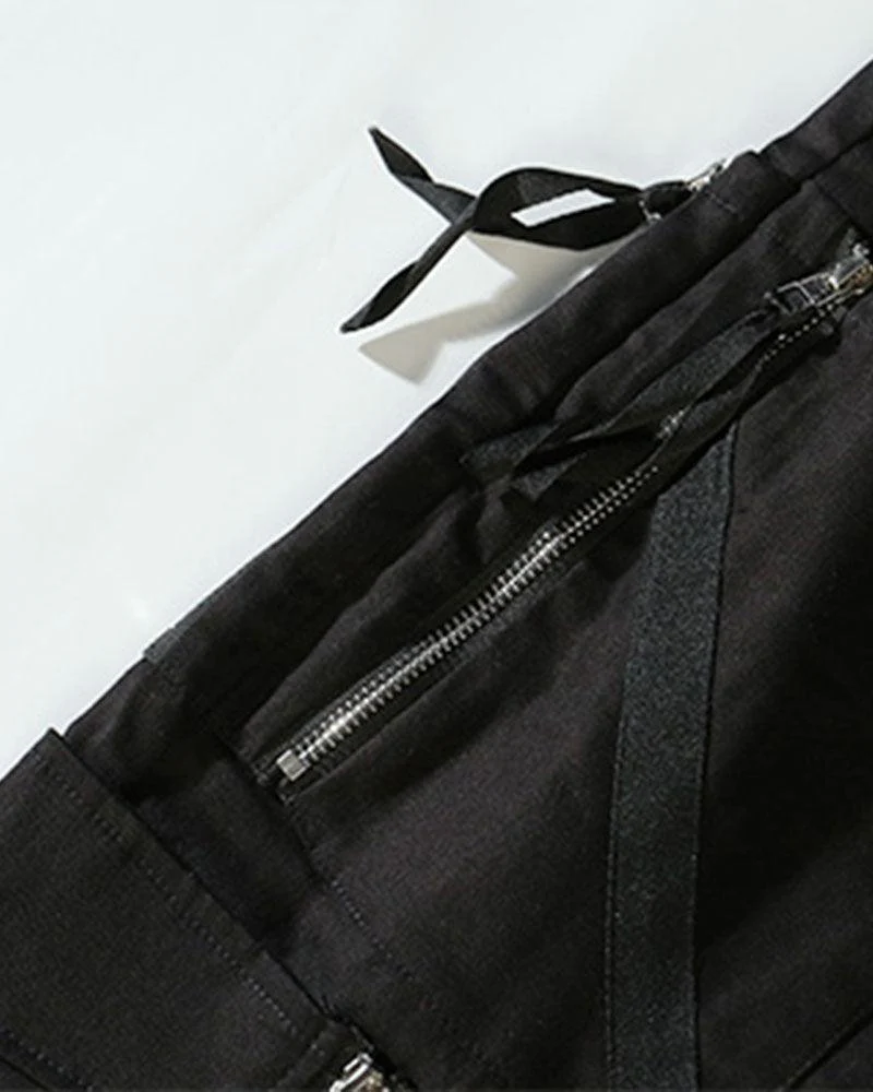 Techwear Black Slim Cargo Jogger Pants - Image 10
