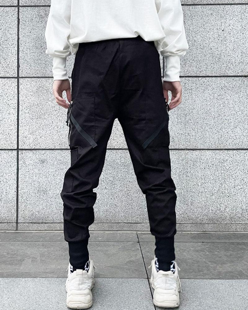 Techwear Black Slim Cargo Jogger Pants - Image 3